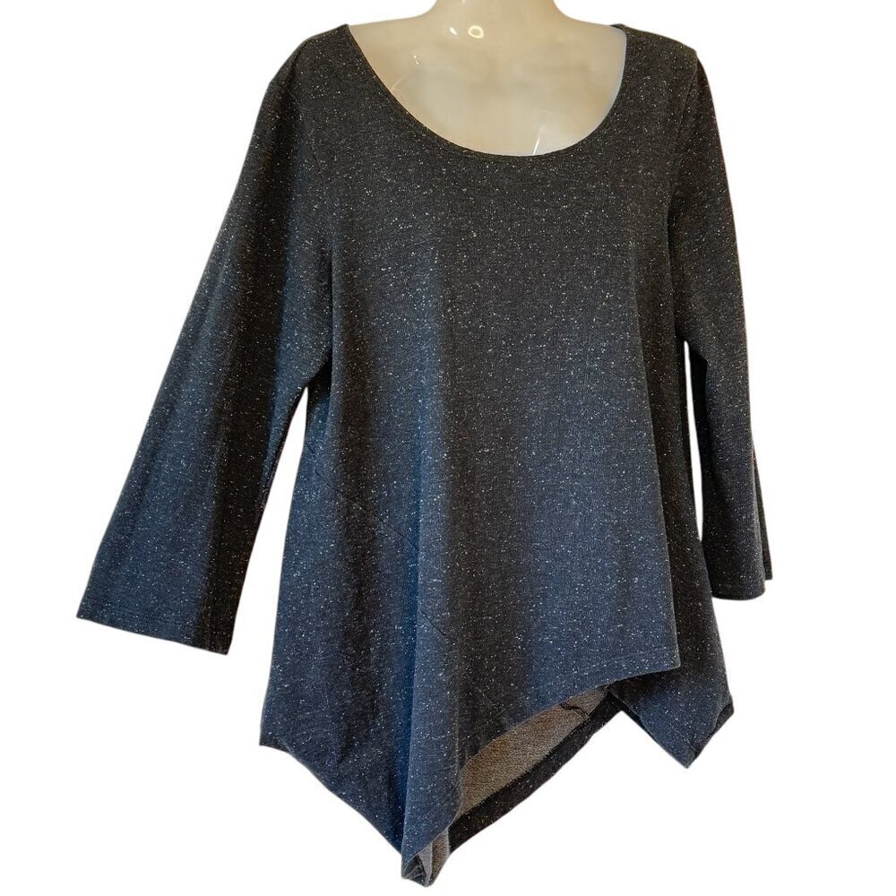 Bryn Walker Knit Tunic Lagenlook Asymmetric Hem Slouchy Pockets Small